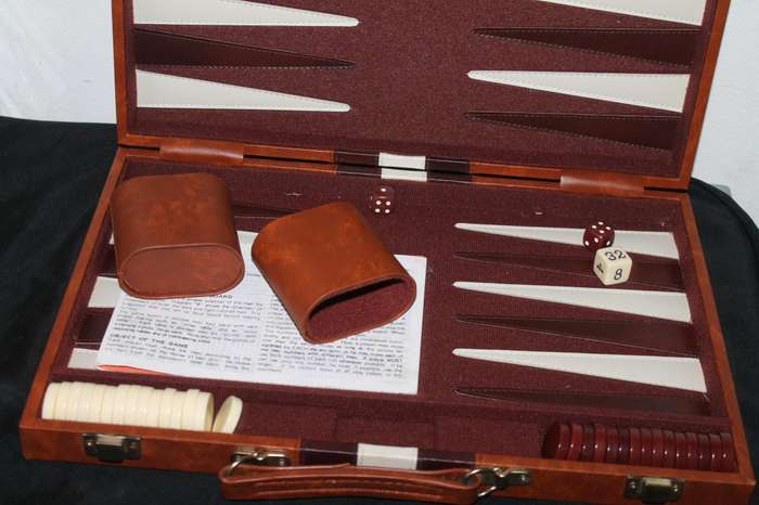Backgammon in brown case