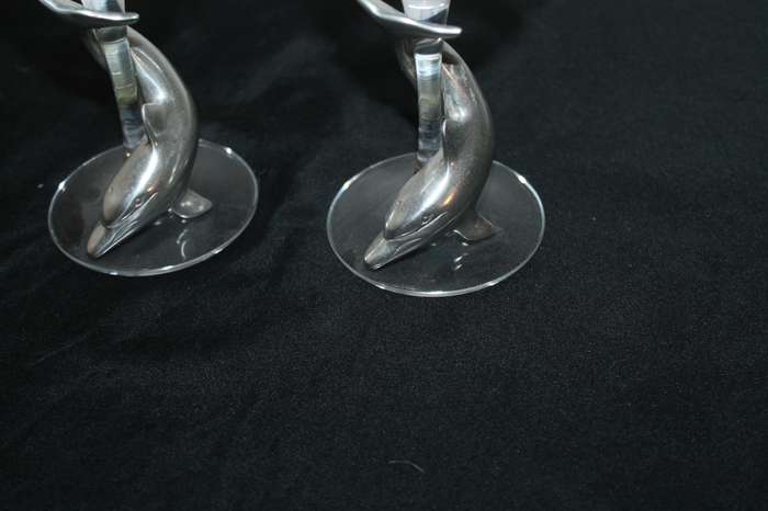 2 Frankli Wild Champagne Glasses with Dolphin Stems