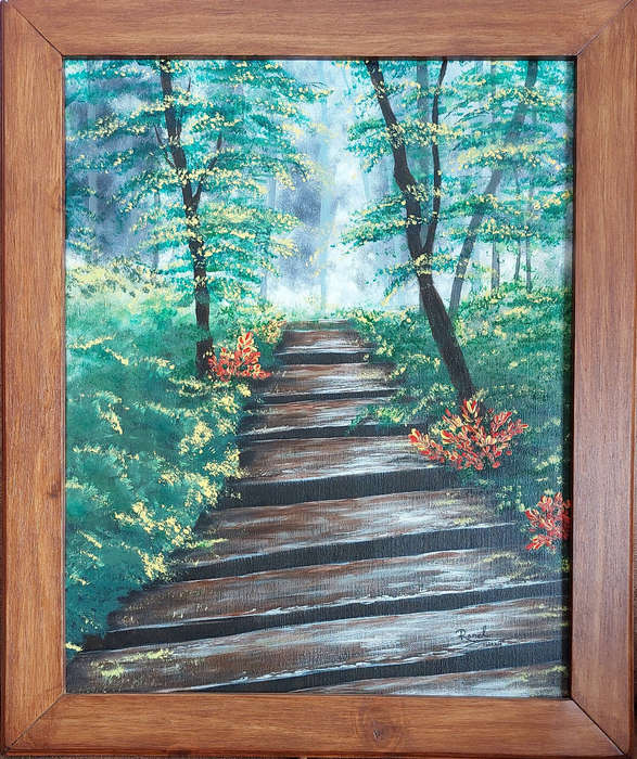 Forest Stairs Original Acrylic Painting