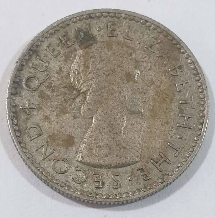 LOW MINTAGE - 1955 Rhodesia and Nyasaland 6 pence , Queen Elizabeth II coins  @@ R1 No reserve