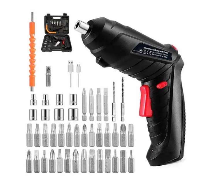 47-Piece Cordless Electric Screwdriver Set with sockets 3.6V Rechargeable Lithium-Ion
