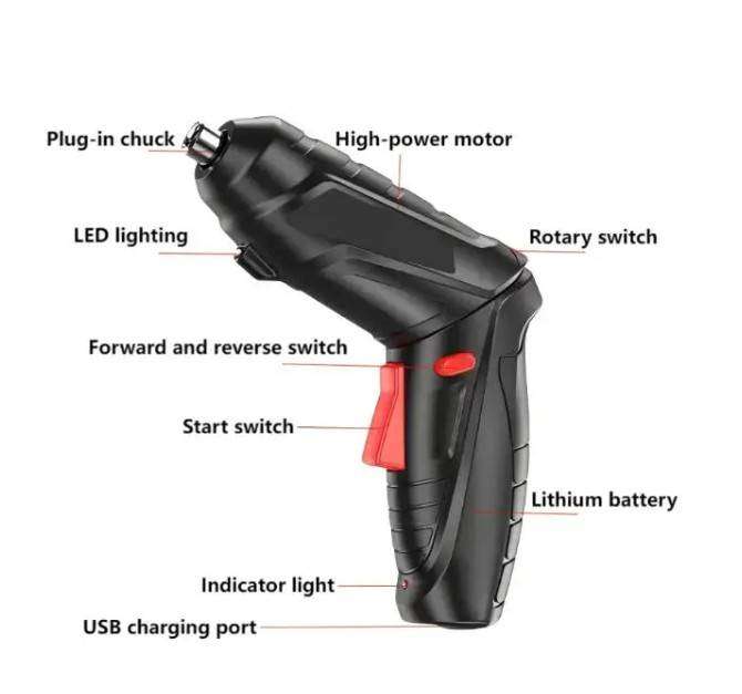 47-Piece Cordless Electric Screwdriver Set with sockets 3.6V Rechargeable Lithium-Ion