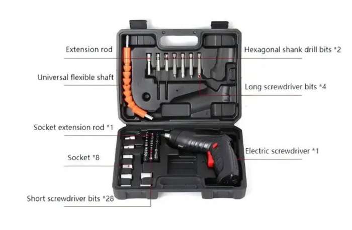 47-Piece Cordless Electric Screwdriver Set with sockets 3.6V Rechargeable Lithium-Ion