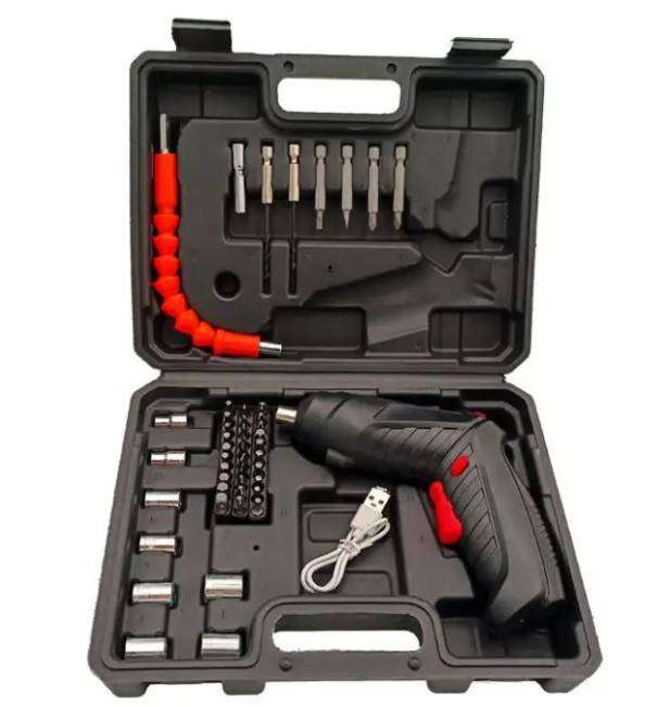 47-Piece Cordless Electric Screwdriver Set with sockets 3.6V Rechargeable Lithium-Ion