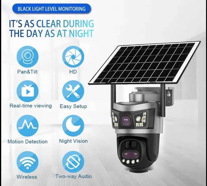 4G Outdoor Solar Camera with Dual Lens - V380 Pro App