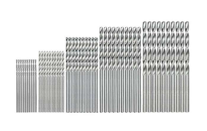 Titanium Coated HSS Plated Twist Drill Bit Set  50 Piece  1/1.5/2/2.5/3mm  Silver