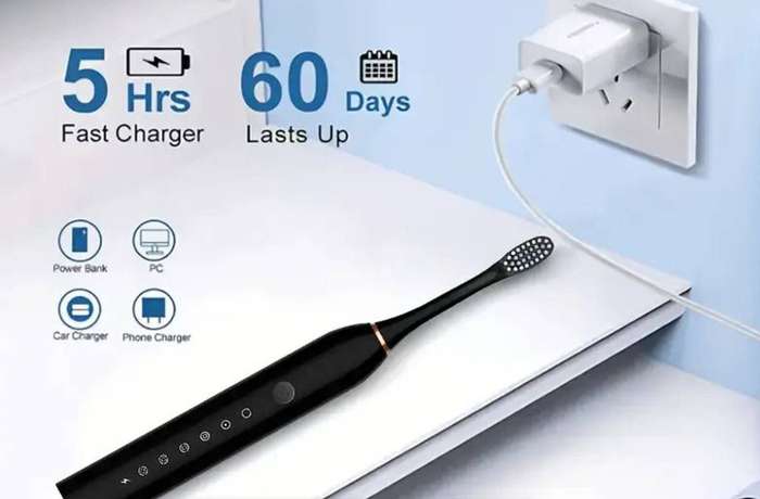 Electric Toothbrush with 4 Extra Brush Heads - 6 Cleaning Modes
