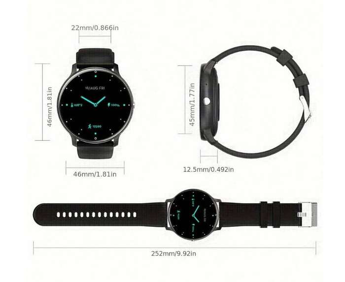 Smart Watch with Magnetic Charger -  Black