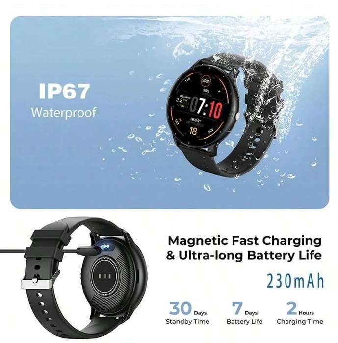 Smart Watch with Magnetic Charger -  Black