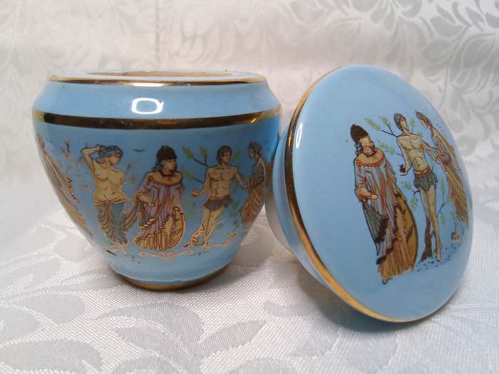 Vintage ceramic Bardaco perfume pot, hand made in Greece