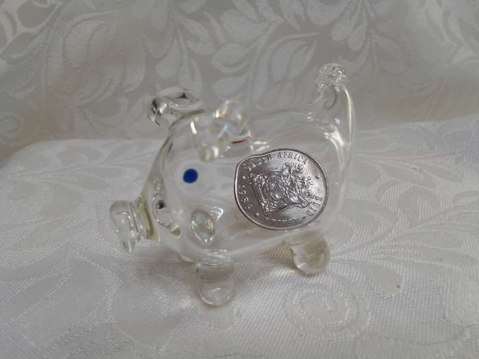 Cutest little vintage glass pig with an "old-fashioned" 10c coin inside