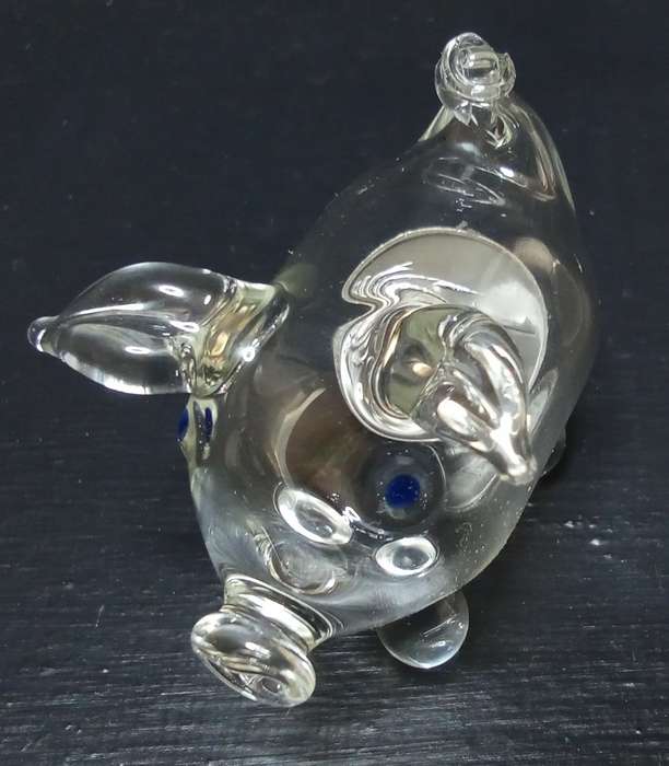 Cutest little vintage glass pig with an "old-fashioned" 10c coin inside