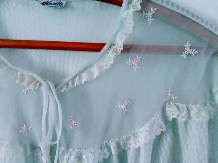 Two lovely vintage 1950`s pale blue bed jackets