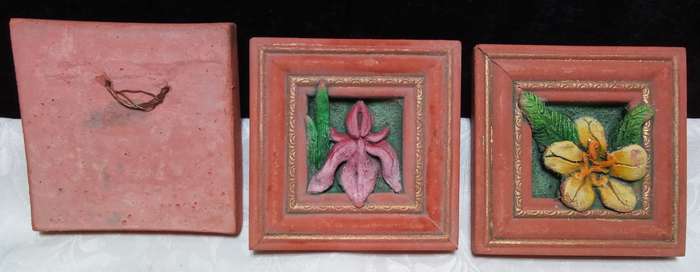 Three cut ceramic wall tiles