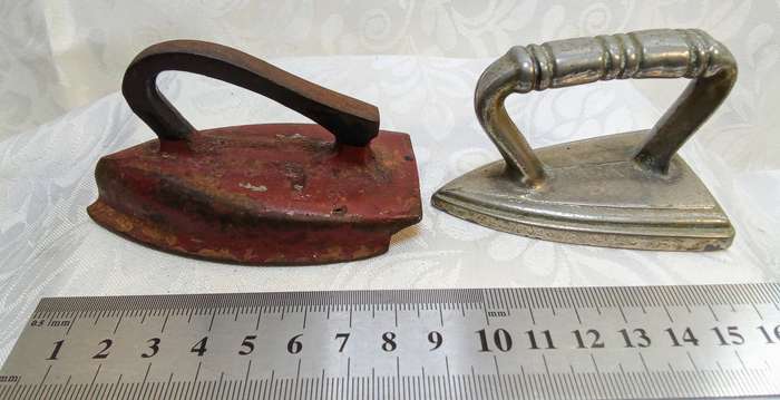 Cutest two vintage mini metal irons