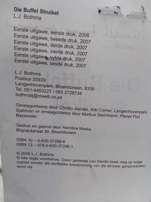 Die buffel struikel - L J Bothma (Geteken)