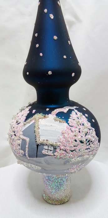 Stunning vintage mouth blown, hand painted glass Christmas tree topper from the Ukraine