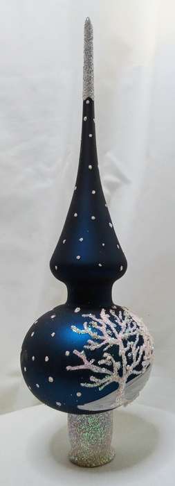 Stunning vintage mouth blown, hand painted glass Christmas tree topper from the Ukraine