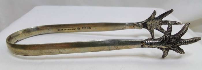 EPNS Silver plated claw tongs