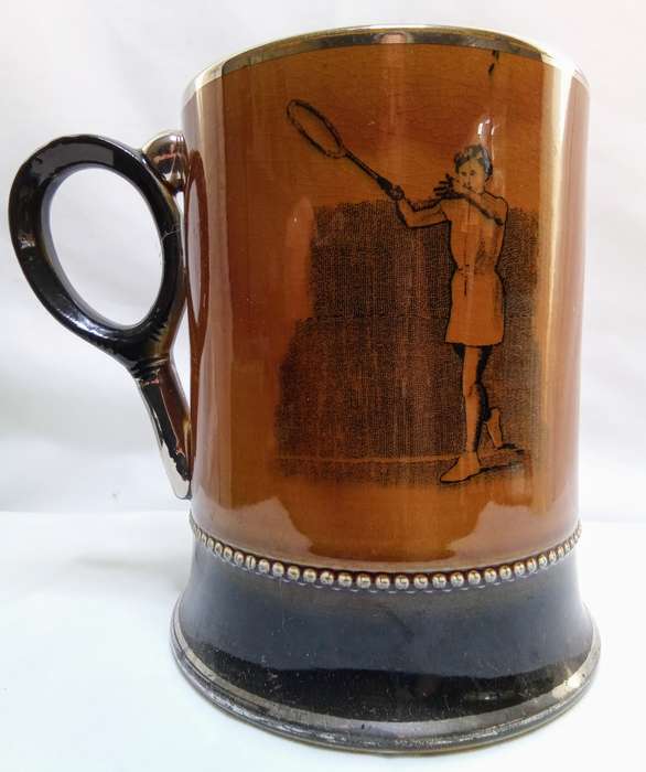 Tennis Tankard Mug Stein Silver Lustre Arthur Wood Royal Bradwell Sports Series