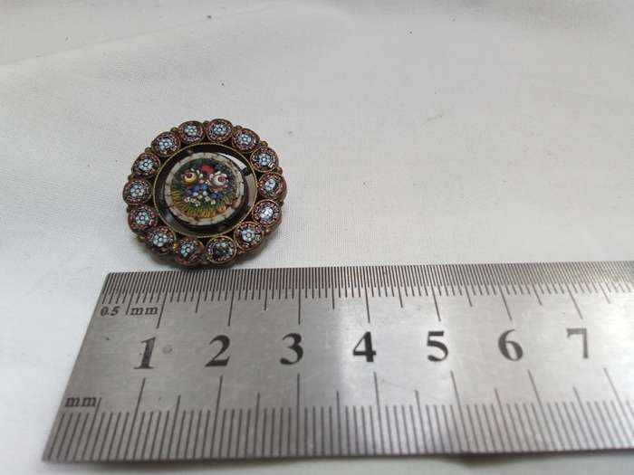 Exquisite antique millefiori glass micro mosaic brooch