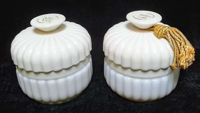 Two cute vintage cosmetic containers