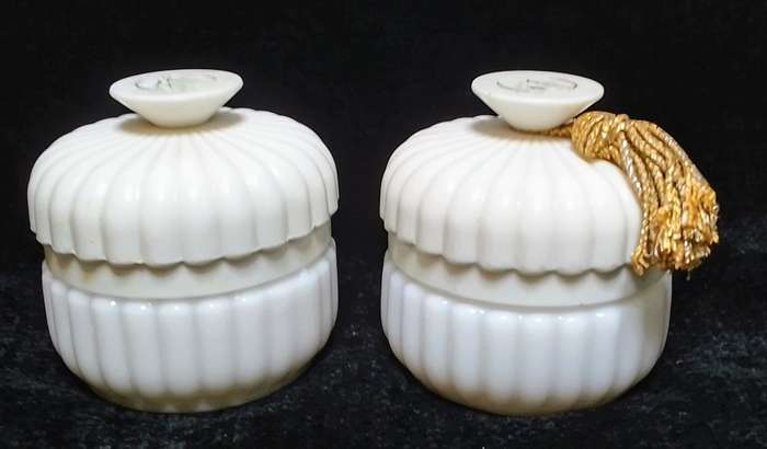 Two cute vintage cosmetic containers