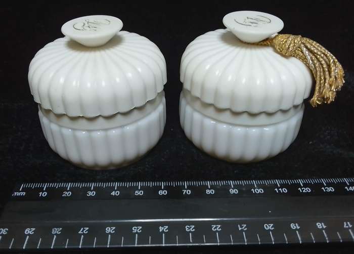 Two cute vintage cosmetic containers