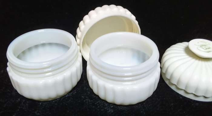 Two cute vintage cosmetic containers
