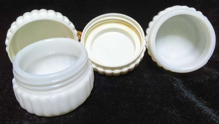 Two cute vintage cosmetic containers