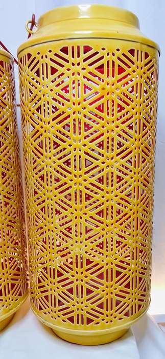Two stunning enameled candle lanterns