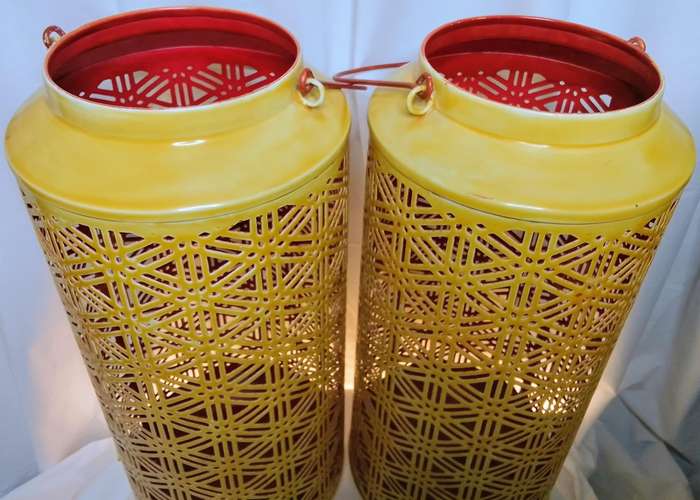Two stunning enameled candle lanterns