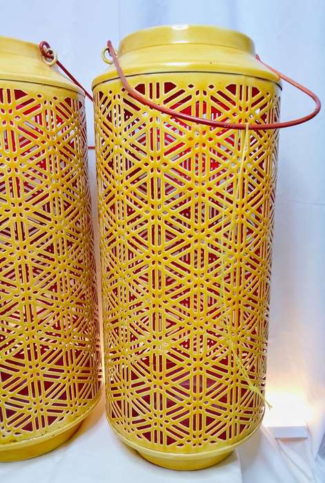 Two stunning enameled candle lanterns