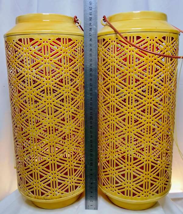 Two stunning enameled candle lanterns