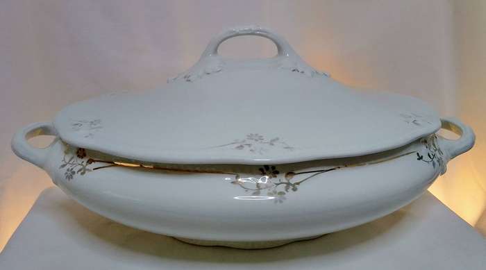 Two pretty antique Wood and Sons porcelain casseroles