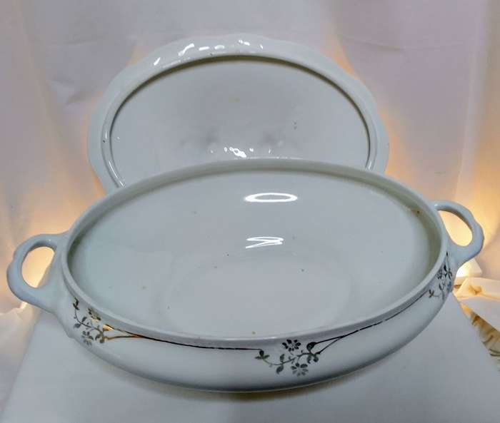 Two pretty antique Wood and Sons porcelain casseroles
