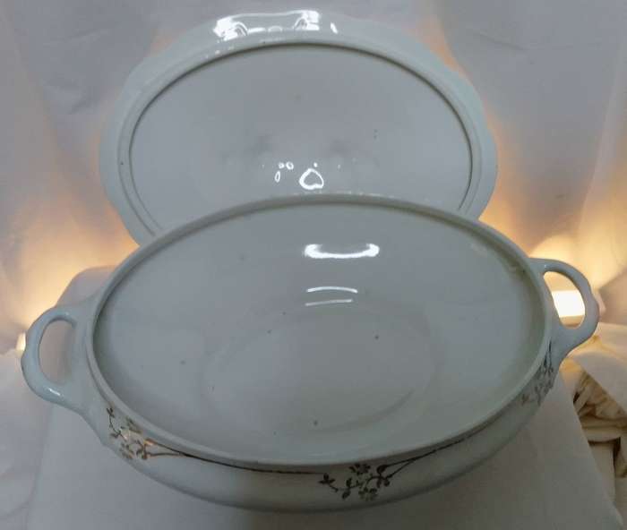 Two pretty antique Wood and Sons porcelain casseroles