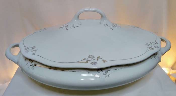 Two pretty antique Wood and Sons porcelain casseroles