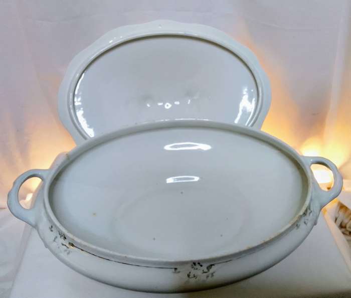 Two pretty antique Wood and Sons porcelain casseroles