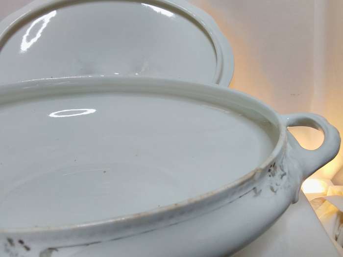 Two pretty antique Wood and Sons porcelain casseroles