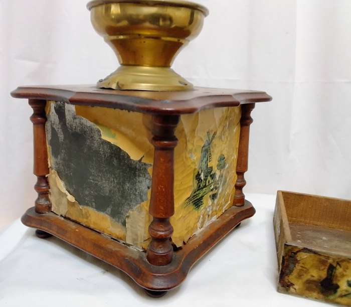 Old Box Coffee Grinder with wonderful charm - worn, but working