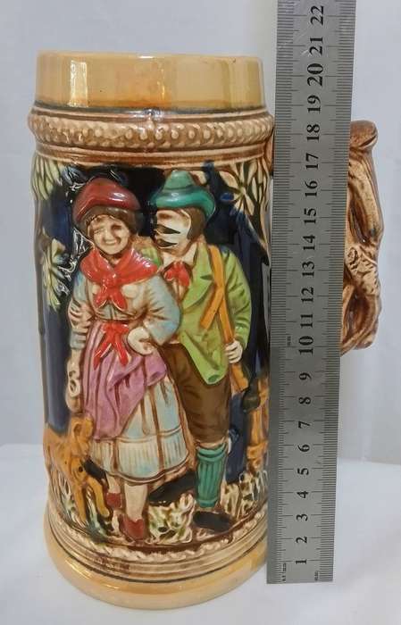 Vintage Napcoware beer mug stein - Man,woman&dog