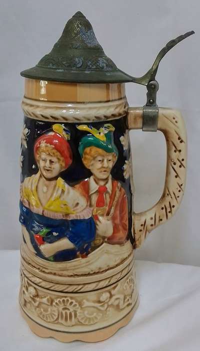 Very attractive tall vintage German beer stein -  Musical