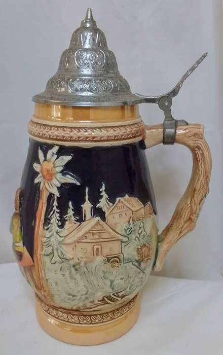 Charming vintage German beer stein - handpainted