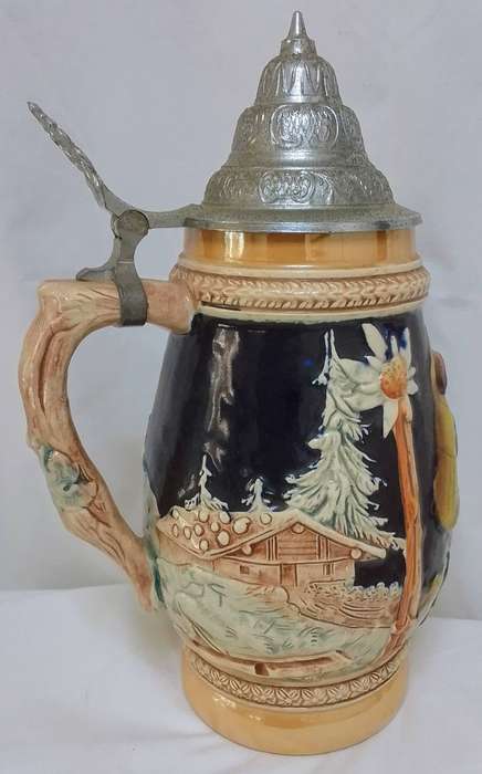 Charming vintage German beer stein - handpainted