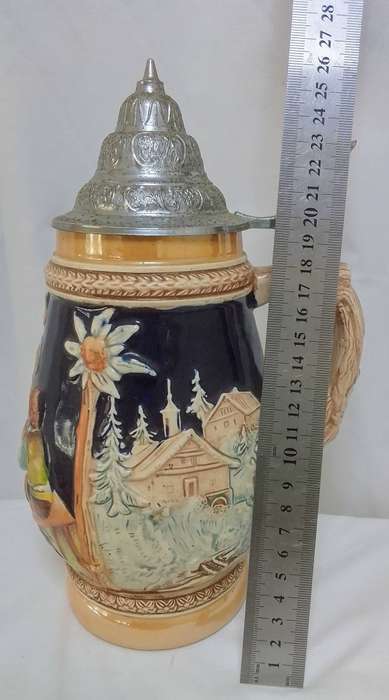 Charming vintage German beer stein - handpainted