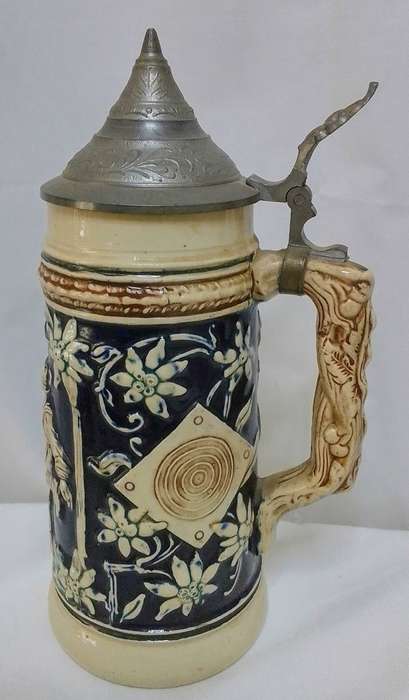 Lovely antique small German beer stein with lid