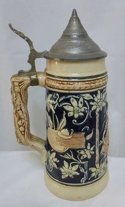 Lovely antique small German beer stein with lid