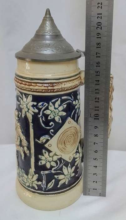 Lovely antique small German beer stein with lid