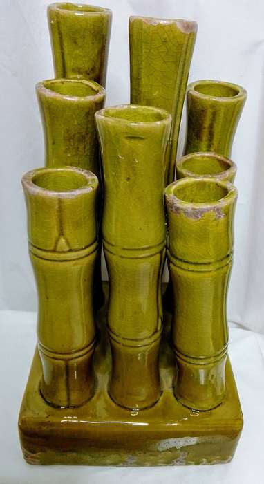 Stunning retro bamboo vase 1 - large & heavy